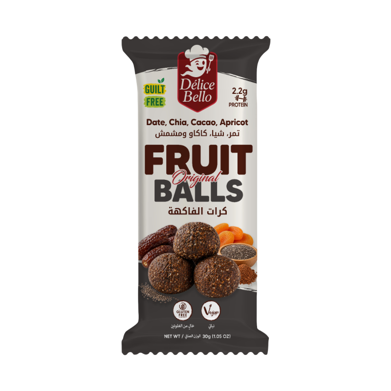 Délice Bello - Fruit Balls - Original - Date - Chia - Cacao - Apricot